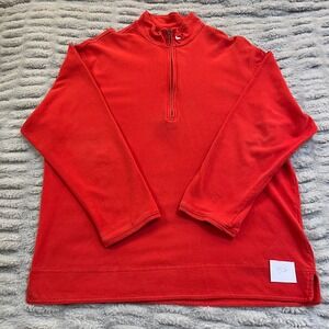 Nike Men's Red Quarter Zip Pullover Size Large Brushed Cotton Long Sleeve Shirt